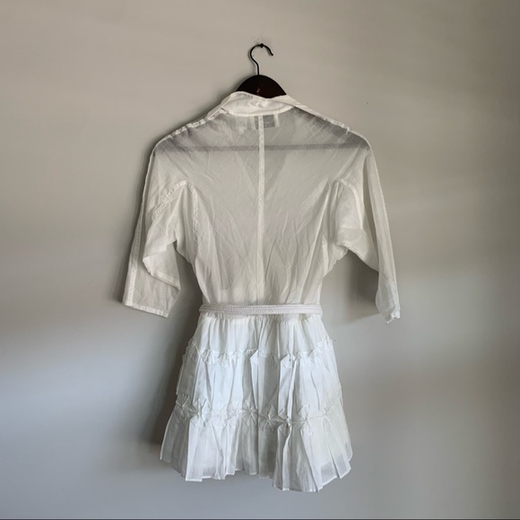 Anthro Byron Lars White Poof Bust Buttoned Blouse 2 - Picture 4 of 5